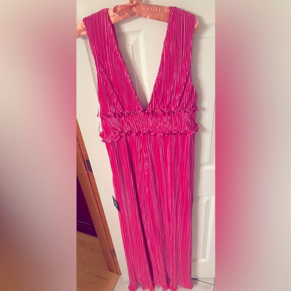 Lulus Pink Pleated Maxi Romper Dress (XL, NWT) - Picture 10 of 13